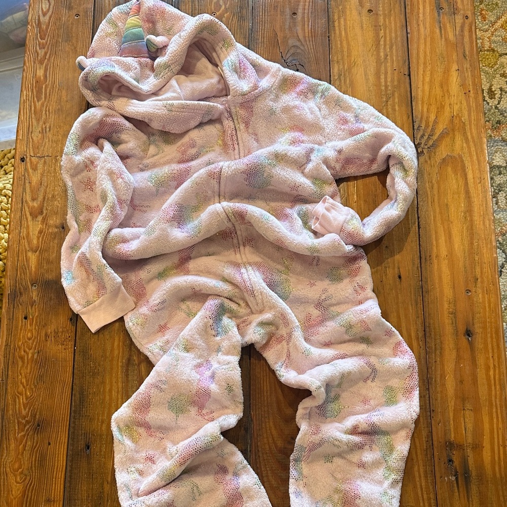 Girls Childrens Place large 10/12 Cozy Pink Hooded Onesie